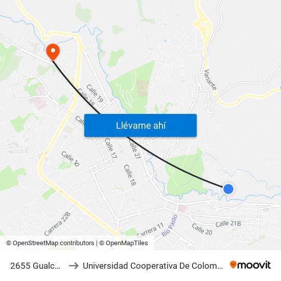 2655 Gualcalá to Universidad Cooperativa De Colombia map