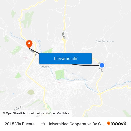 2015 Vía Puente Tabla to Universidad Cooperativa De Colombia map