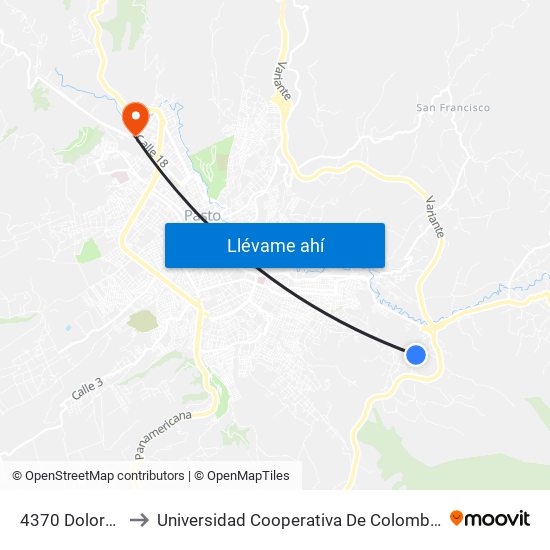 4370 Dolores to Universidad Cooperativa De Colombia map