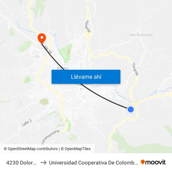 4230 Dolores to Universidad Cooperativa De Colombia map