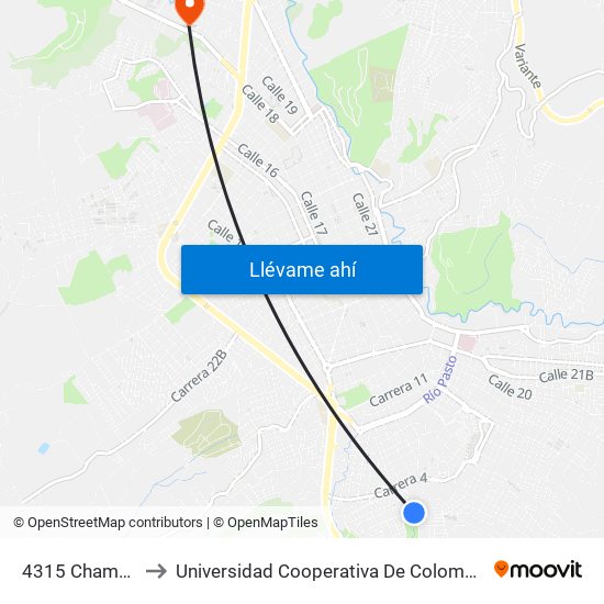 4315 Chambú to Universidad Cooperativa De Colombia map