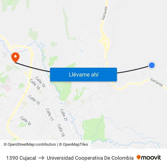 1390 Cujacal to Universidad Cooperativa De Colombia map