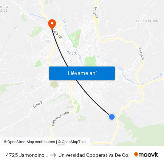 4725 Jamondino Alto to Universidad Cooperativa De Colombia map