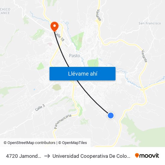 4720 Jamondino to Universidad Cooperativa De Colombia map