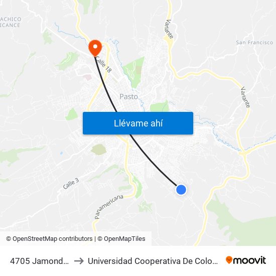 4705 Jamondino to Universidad Cooperativa De Colombia map