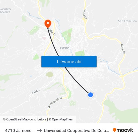 4710 Jamondino to Universidad Cooperativa De Colombia map