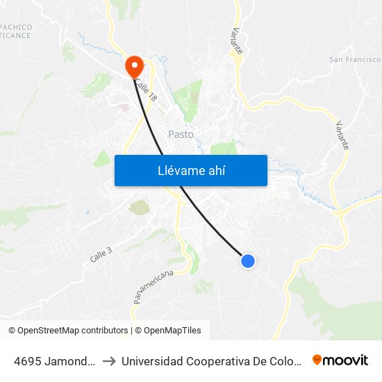 4695 Jamondino to Universidad Cooperativa De Colombia map