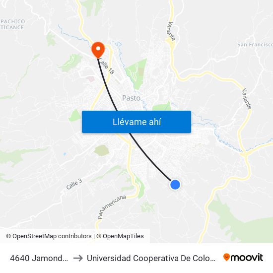4640 Jamondino to Universidad Cooperativa De Colombia map