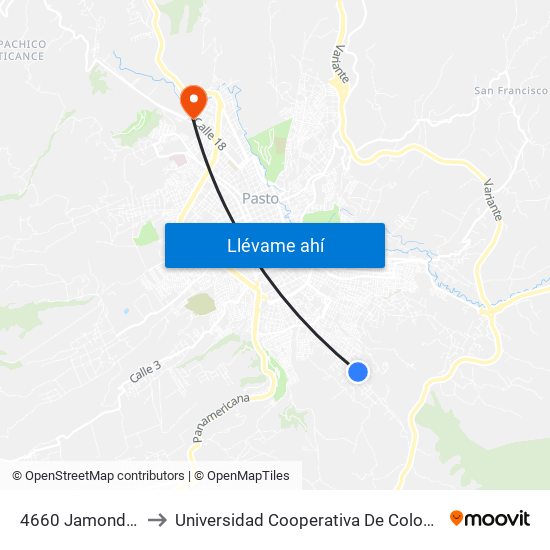 4660 Jamondino to Universidad Cooperativa De Colombia map