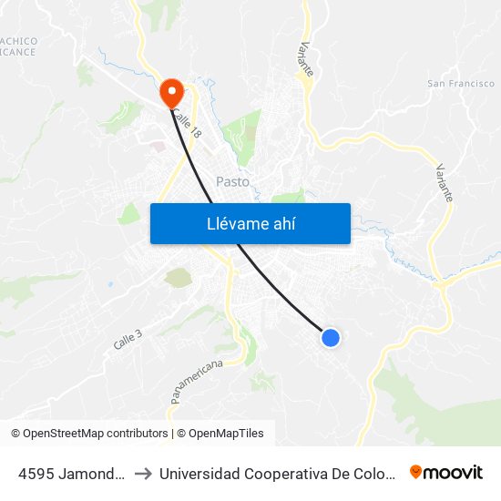 4595 Jamondino to Universidad Cooperativa De Colombia map