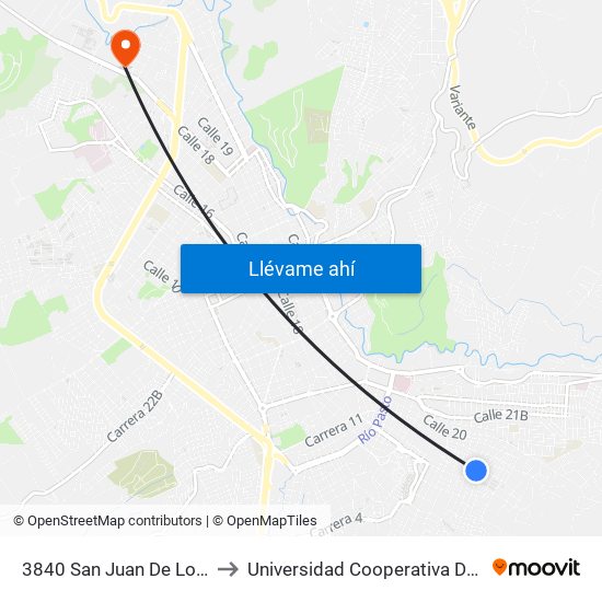 3840 San Juan De Los Pastos to Universidad Cooperativa De Colombia map