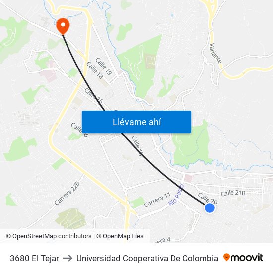 3680 El Tejar to Universidad Cooperativa De Colombia map