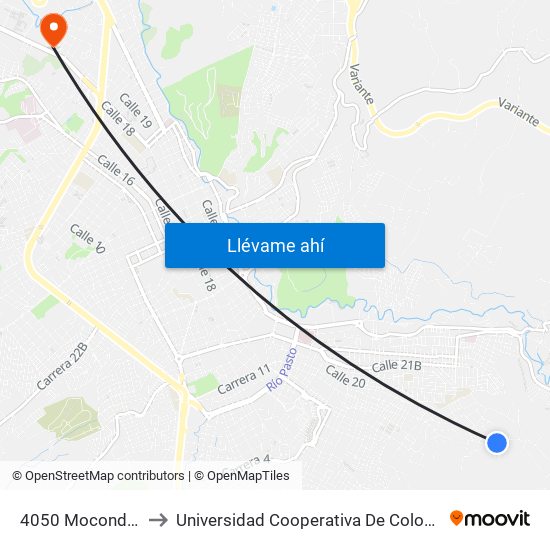 4050 Mocondino to Universidad Cooperativa De Colombia map