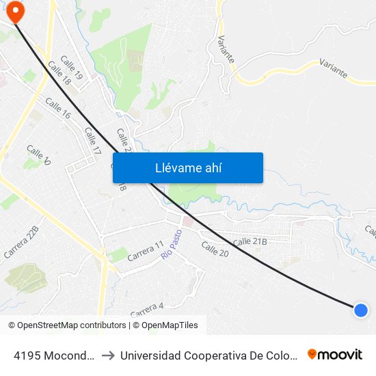 4195 Mocondino to Universidad Cooperativa De Colombia map