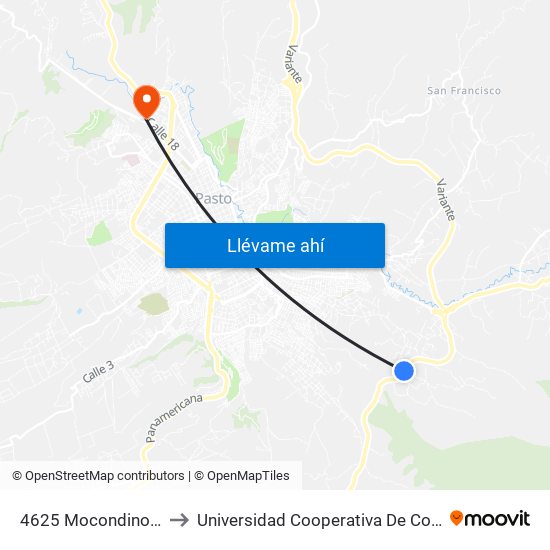4625 Mocondino Alto to Universidad Cooperativa De Colombia map