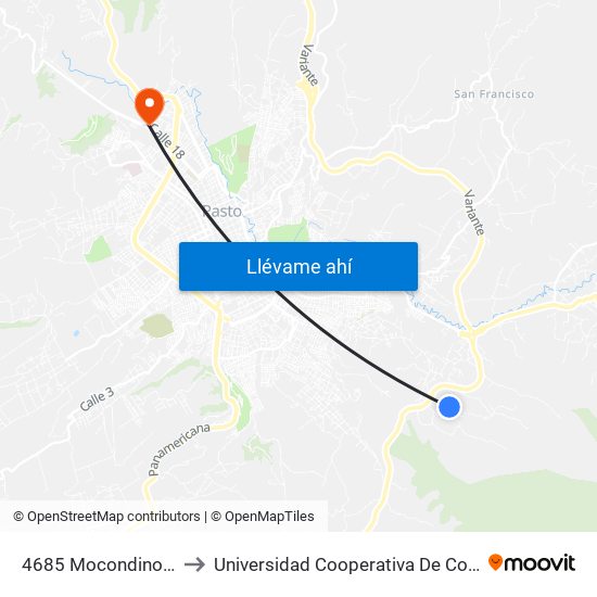 4685 Mocondino Alto to Universidad Cooperativa De Colombia map