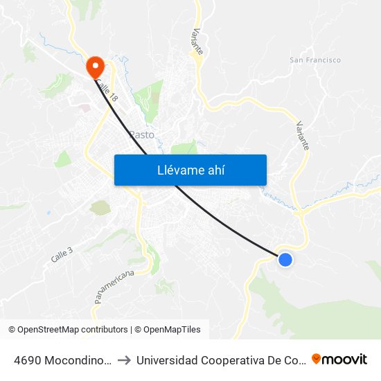 4690 Mocondino Alto to Universidad Cooperativa De Colombia map