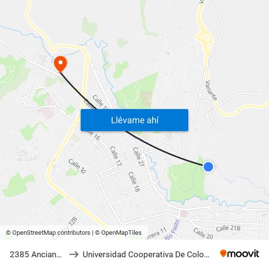 2385 Ancianato to Universidad Cooperativa De Colombia map