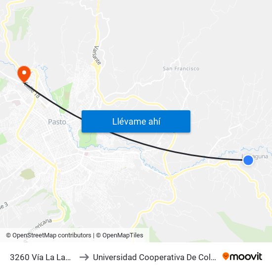 3260 Vía La Laguna to Universidad Cooperativa De Colombia map