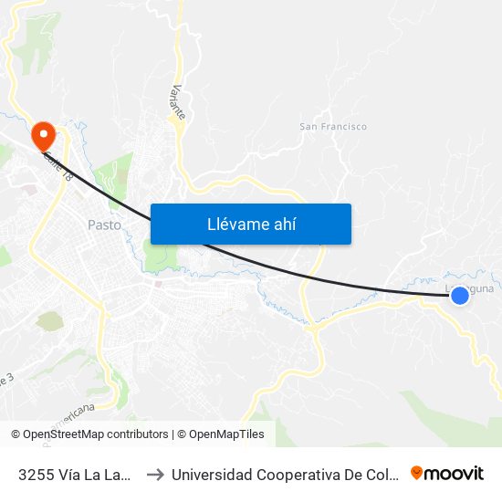 3255 Vía La Laguna to Universidad Cooperativa De Colombia map