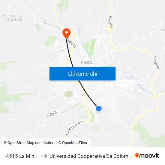 4515 La Minga to Universidad Cooperativa De Colombia map