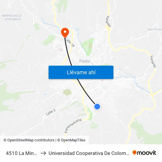 4510 La Minga to Universidad Cooperativa De Colombia map