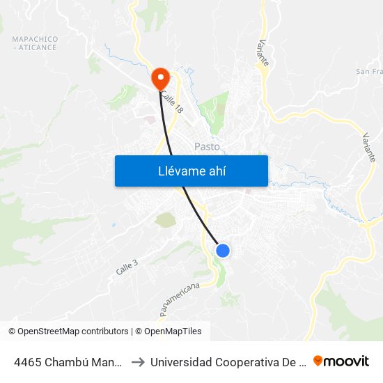 4465 Chambú Manzana 31 to Universidad Cooperativa De Colombia map