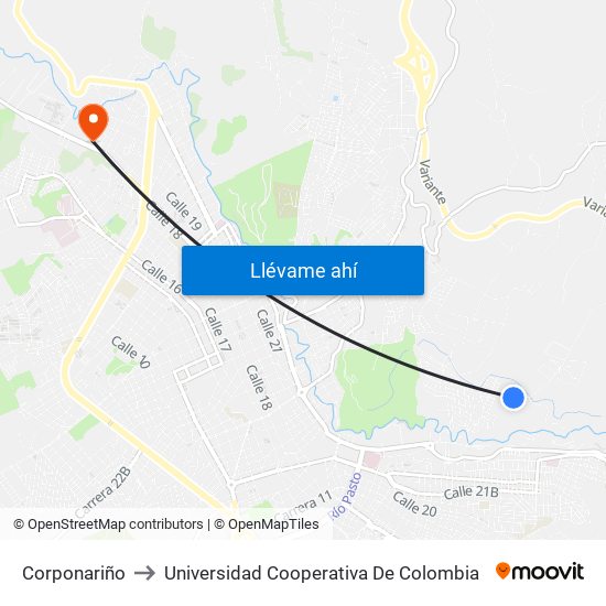 Corponariño to Universidad Cooperativa De Colombia map