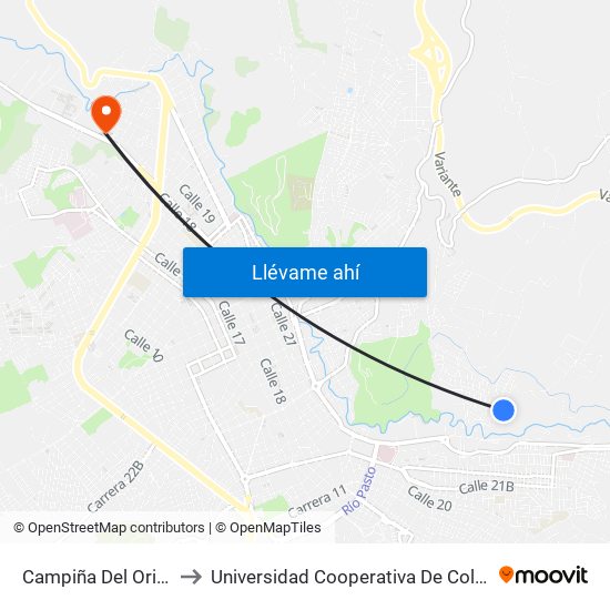 Campiña Del Oriente to Universidad Cooperativa De Colombia map