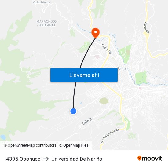 4395 Obonuco to Universidad De Nariño map
