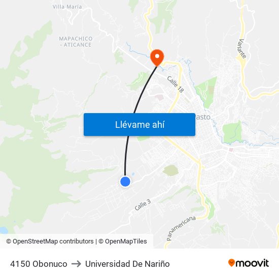 4150 Obonuco to Universidad De Nariño map