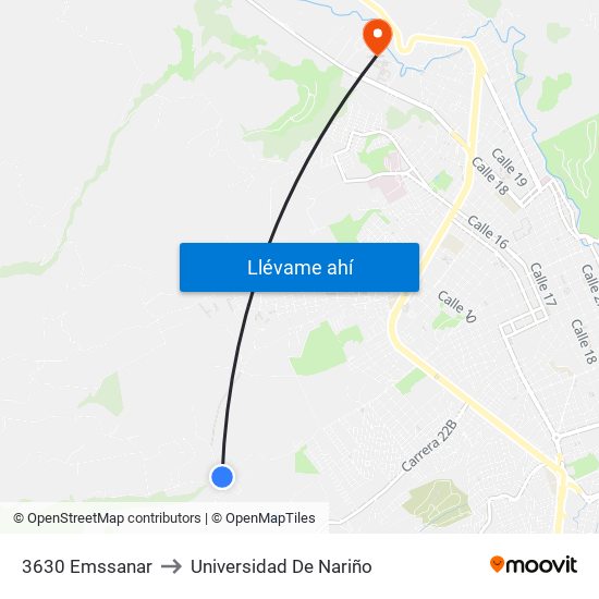 3630 Emssanar to Universidad De Nariño map