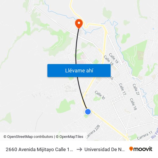 2660 Avenida Mijitayo Calle 10 Este to Universidad De Nariño map