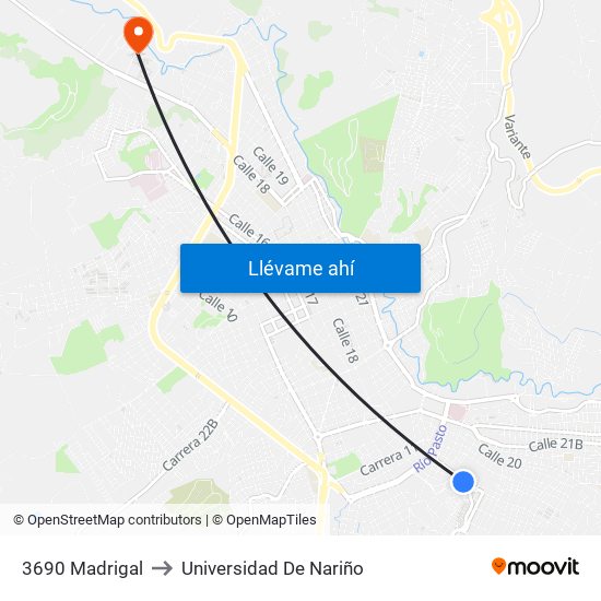 3690 Madrigal to Universidad De Nariño map
