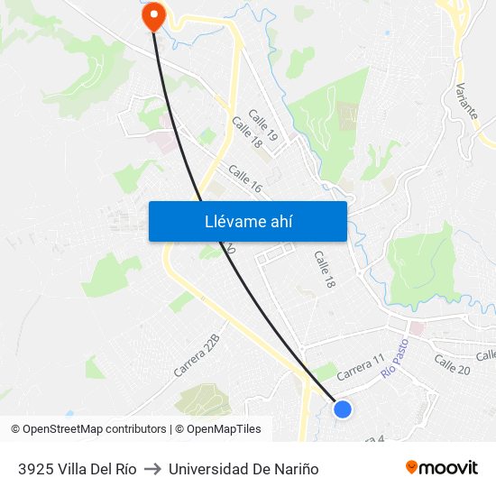 3925 Villa Del Río to Universidad De Nariño map