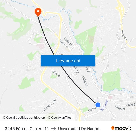 3245 Fátima Carrera 11 to Universidad De Nariño map