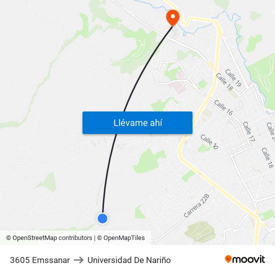 3605 Emssanar to Universidad De Nariño map
