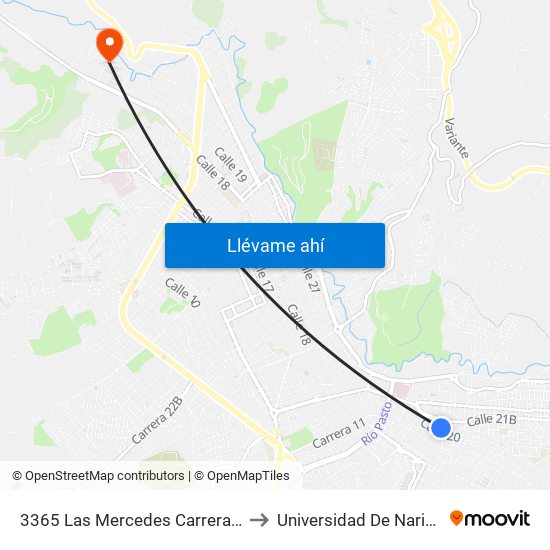 3365 Las Mercedes Carrera 4 to Universidad De Nariño map