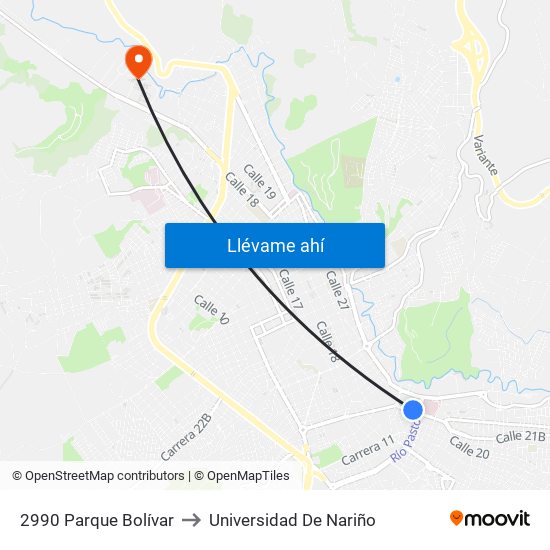 2990 Parque Bolívar to Universidad De Nariño map