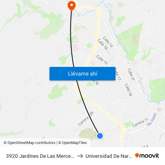 3920 Jardínes De Las Mercedes to Universidad De Nariño map