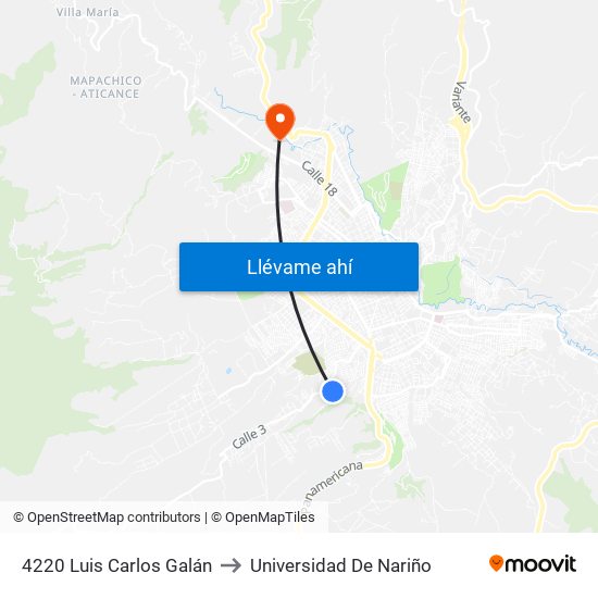 4220 Luis Carlos Galán to Universidad De Nariño map