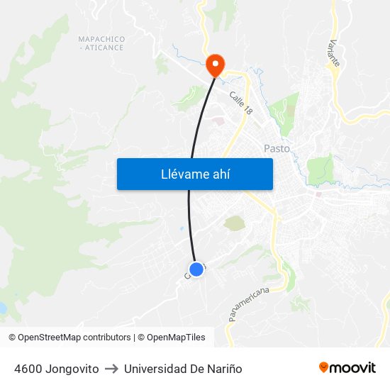 4600 Jongovito to Universidad De Nariño map