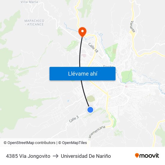 4385 Vía Jongovito to Universidad De Nariño map