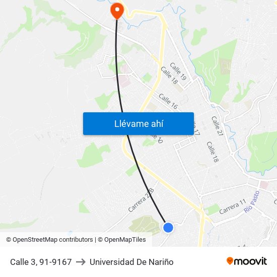 Calle 3, 91-9167 to Universidad De Nariño map