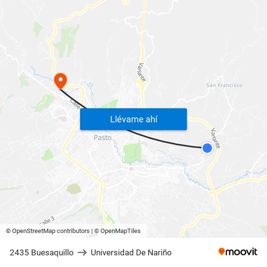 2435 Buesaquillo to Universidad De Nariño map