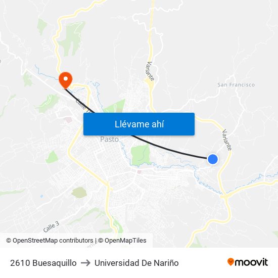 2610 Buesaquillo to Universidad De Nariño map