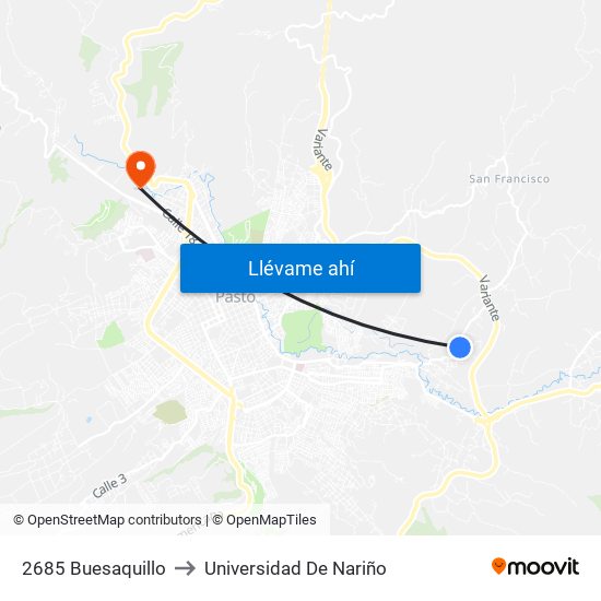 2685 Buesaquillo to Universidad De Nariño map