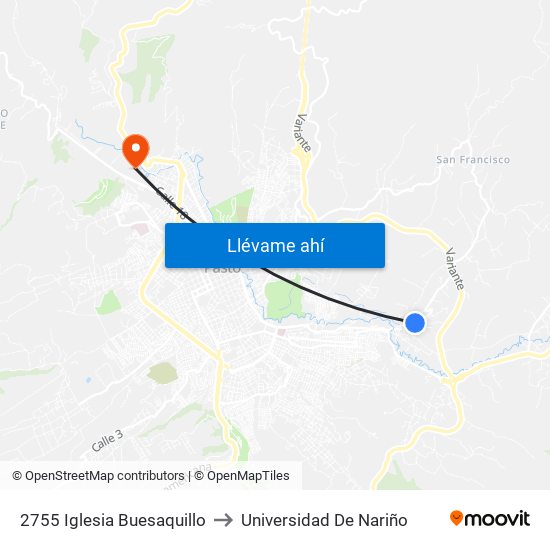 2755 Iglesia Buesaquillo to Universidad De Nariño map