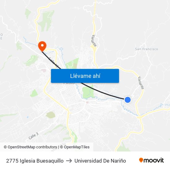 2775 Iglesia Buesaquillo to Universidad De Nariño map