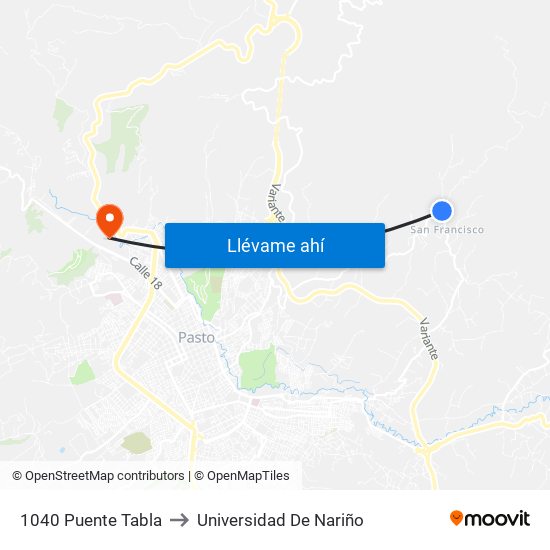 1040 Puente Tabla to Universidad De Nariño map